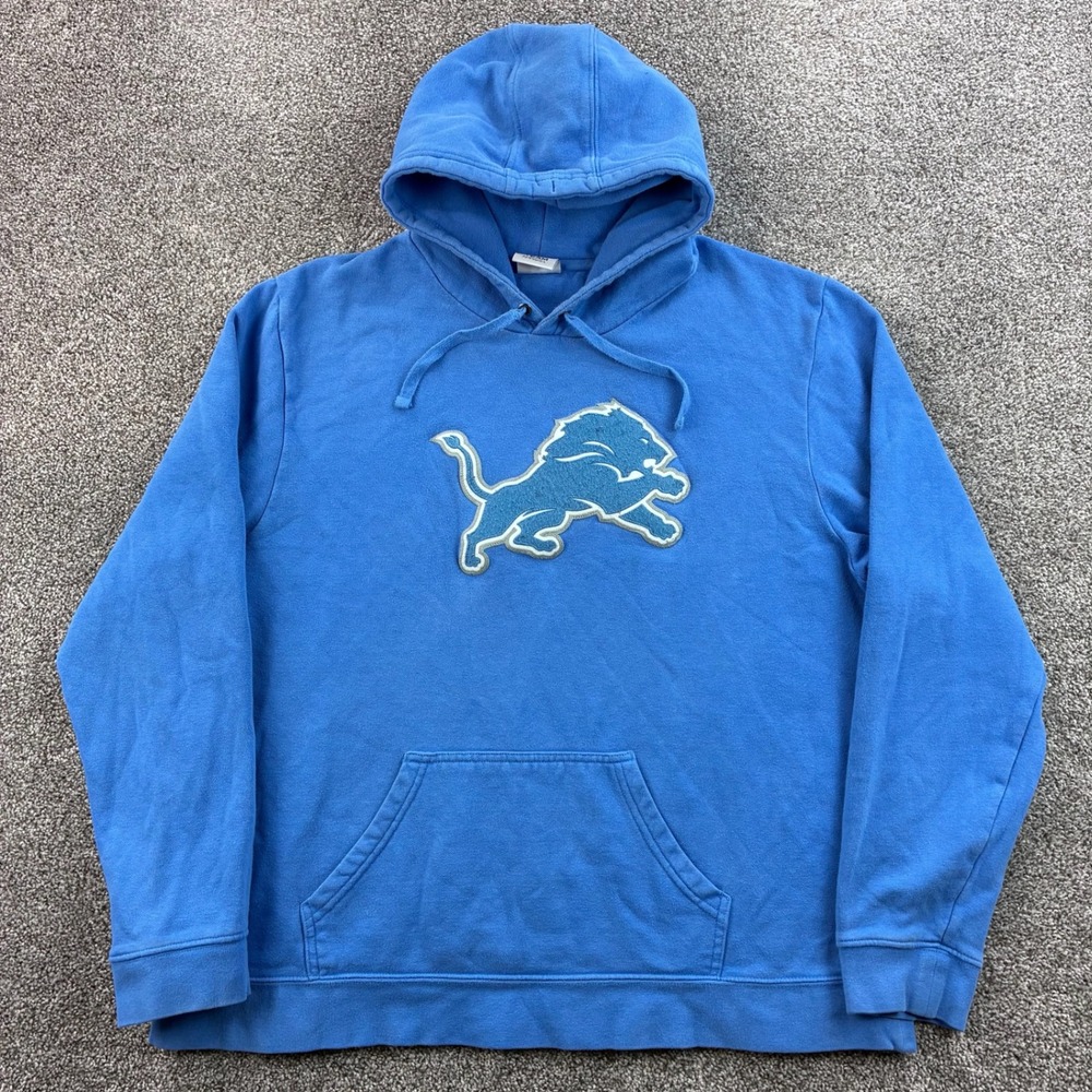 Detroit Lions Hoodie Mens XL Blue Cotton Embroidered Logo NFL Team Apparel